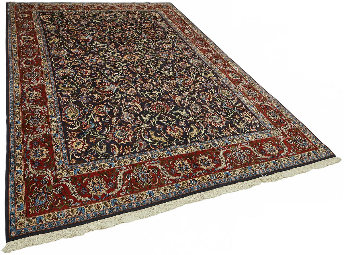 Vamave Kırmızı Dokuma Uşak Halı Lacivert ve Bej Tonlarda 207x315 cm – genel görünüm