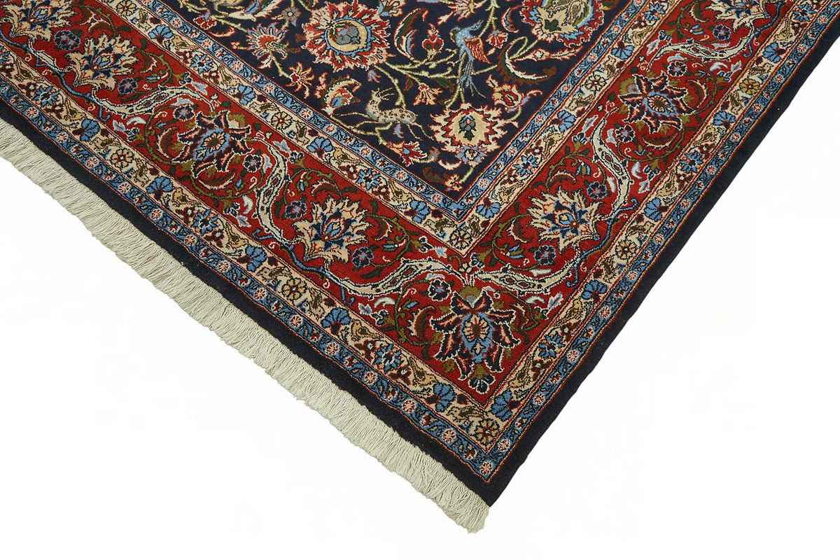 Vamave Kırmızı Dokuma Uşak Halı Lacivert ve Bej Tonlarda 207x315 cm – detay görünümü
