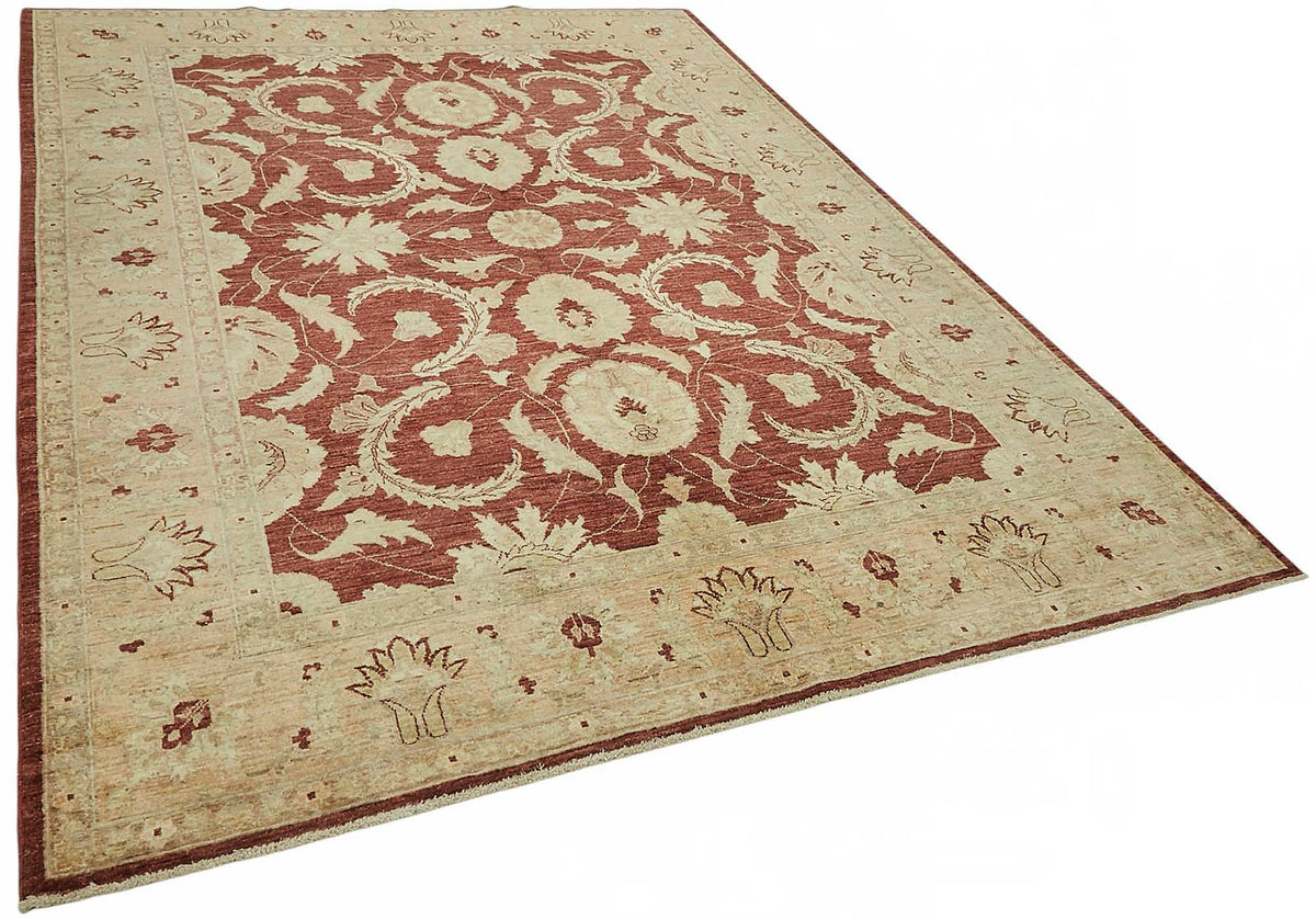 Vamave Kırmızı Dokuma Uşak Halısı Çiçek Desenli ve Bej Renkli 206x288 cm – genel görünüm