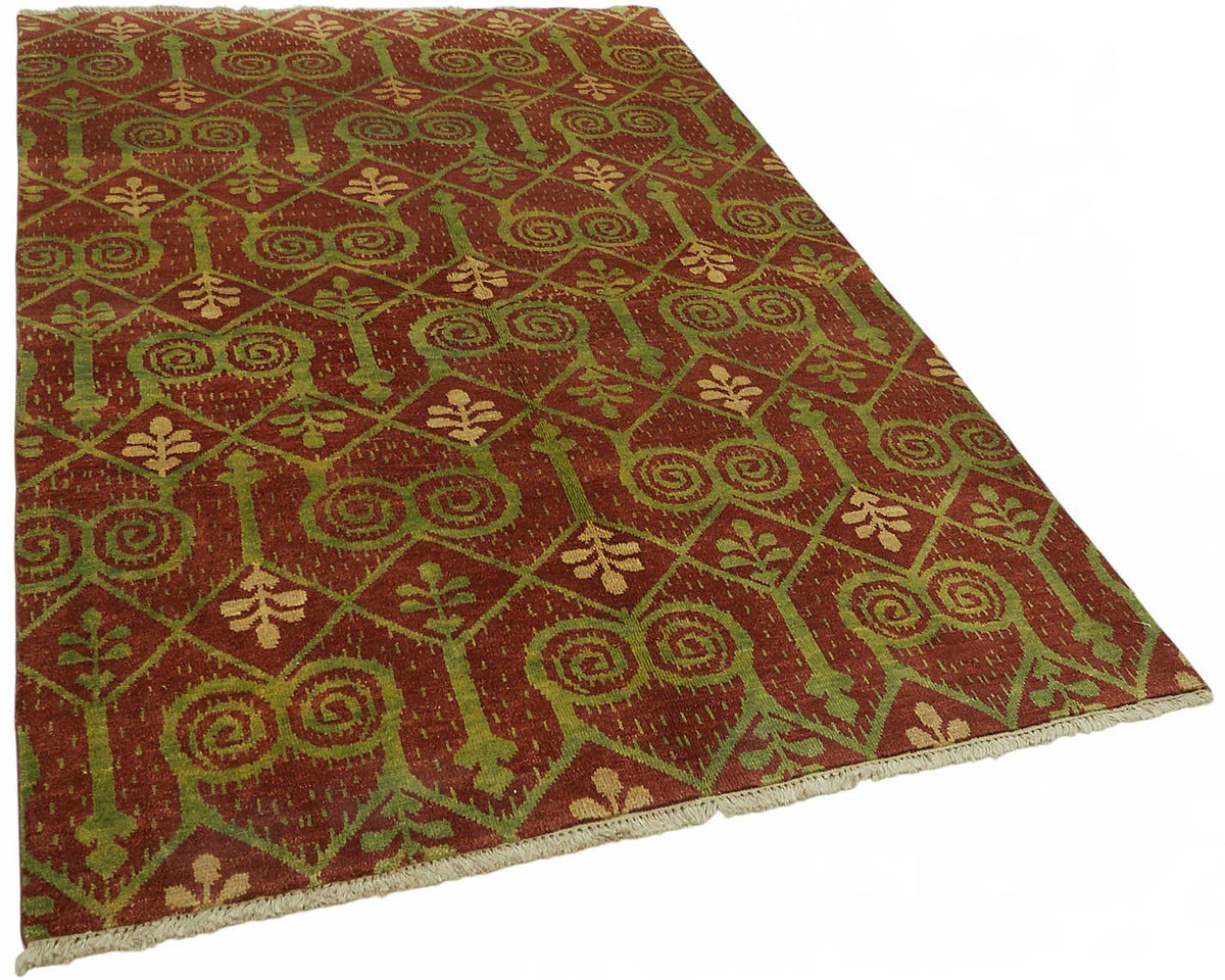 Vamave Kırmızı Geometrik Desenli Uşak El Dokuma Halı 150x232 cm – genel görünüm