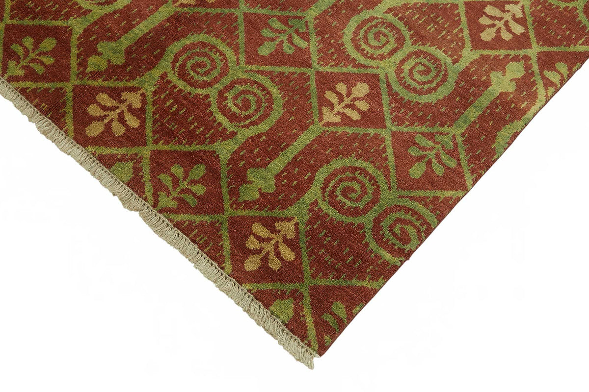 Vamave Kırmızı Geometrik Desenli Uşak El Dokuma Halı 150x232 cm – detay görünümü
