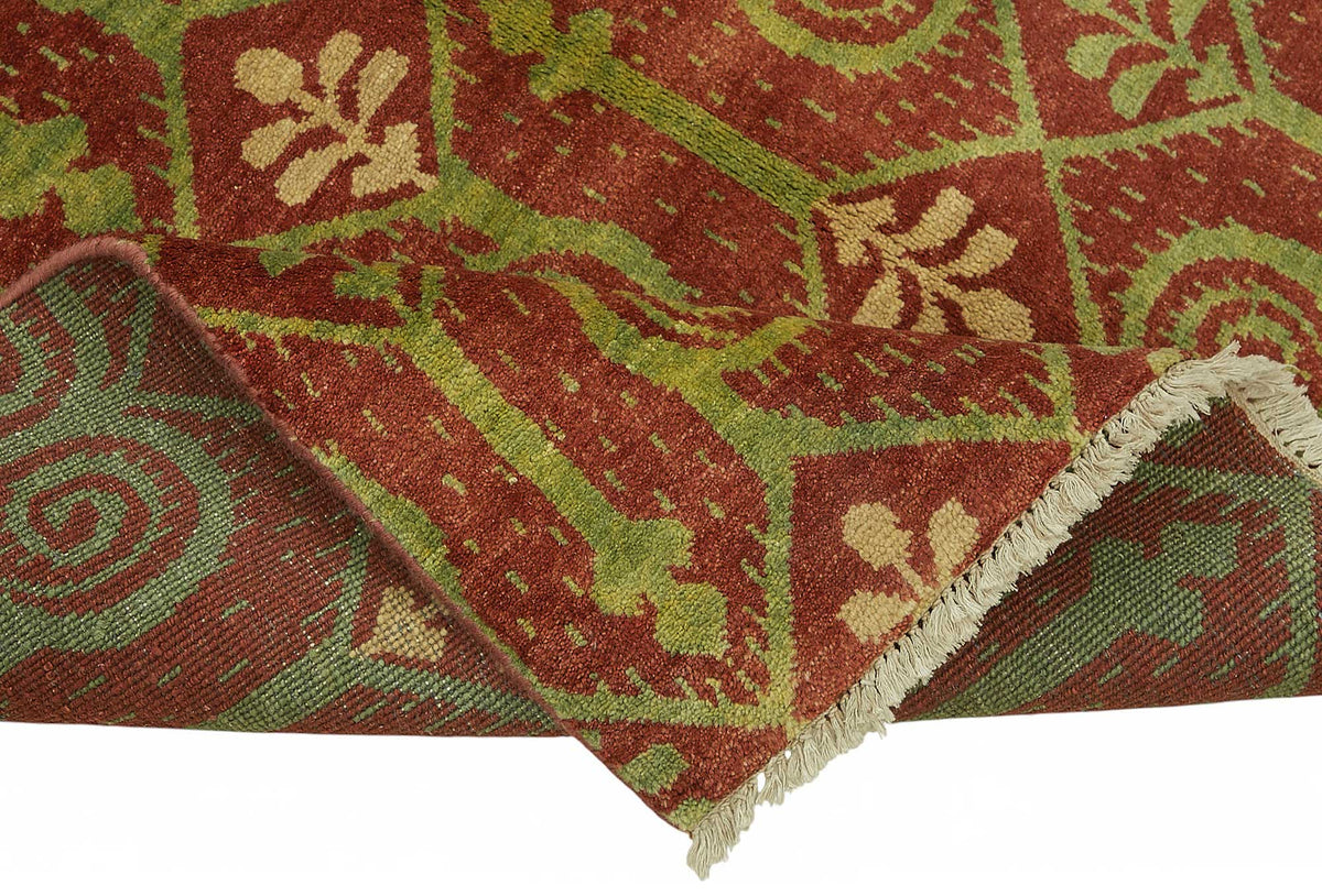 Vamave Kırmızı Geometrik Desenli Uşak El Dokuma Halı 150x232 cm – kenar detayı