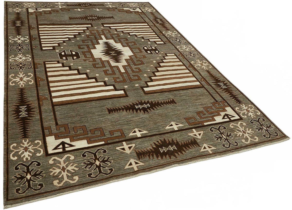 Vamave Geometrik Desenli Antrasit Gri Uşak Halısı 197x298 cm – genel görünüm