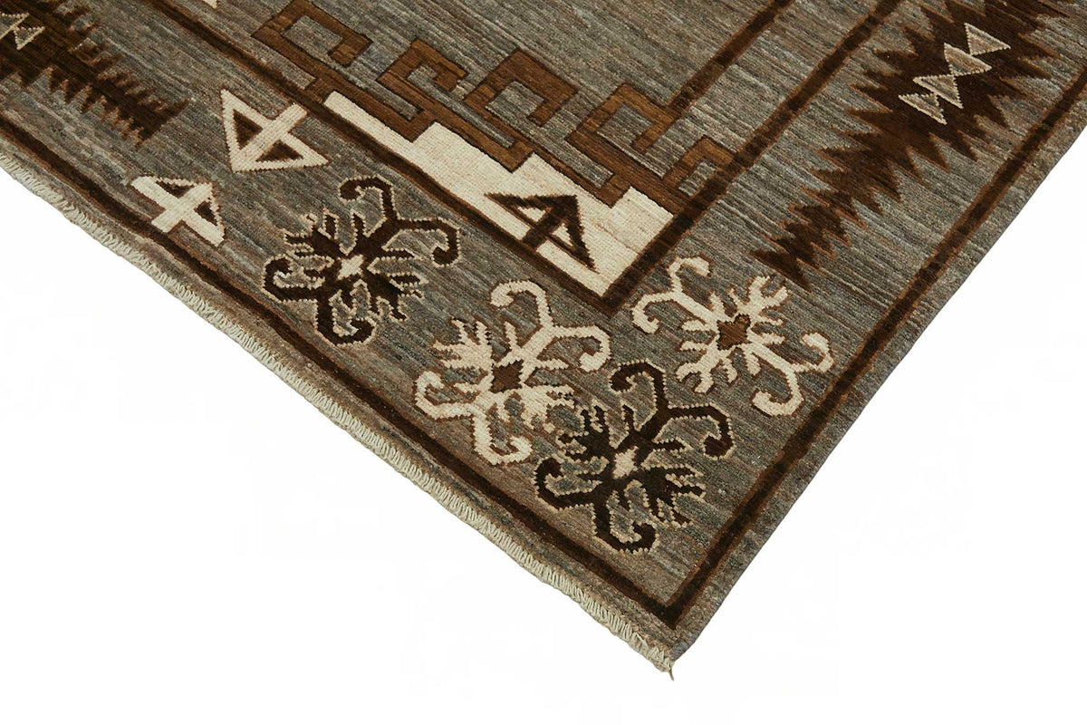 Vamave Geometrik Desenli Antrasit Gri Uşak Halısı 197x298 cm – detay görünümü