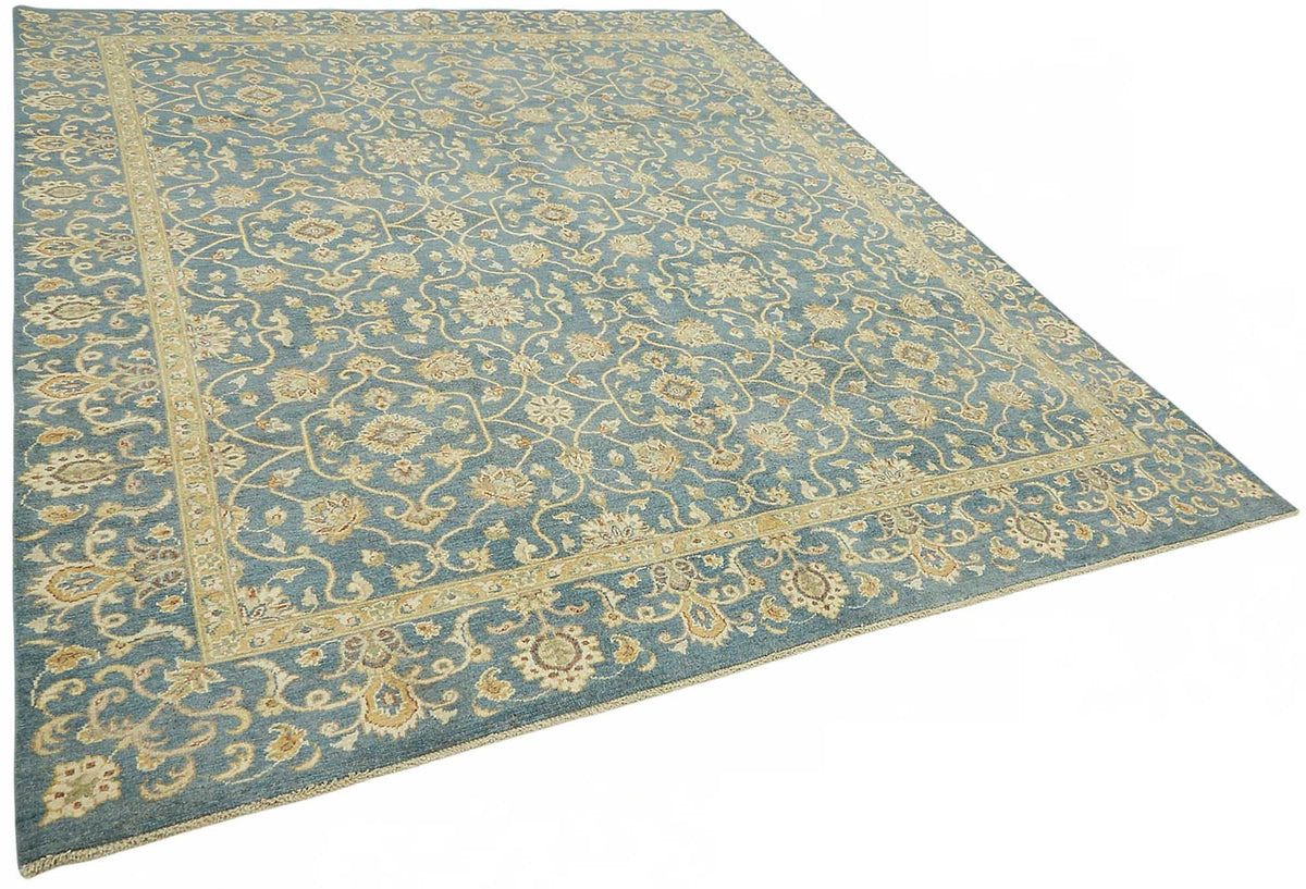 Vamave Mavi Halı Geometrik Desenli Uşak El Dokuma 245x296 cm – genel görünüm
