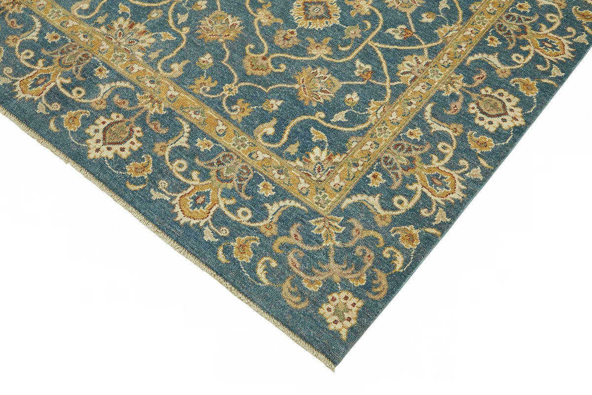 Vamave Mavi Halı Geometrik Desenli Uşak El Dokuma 245x296 cm – detay görünümü