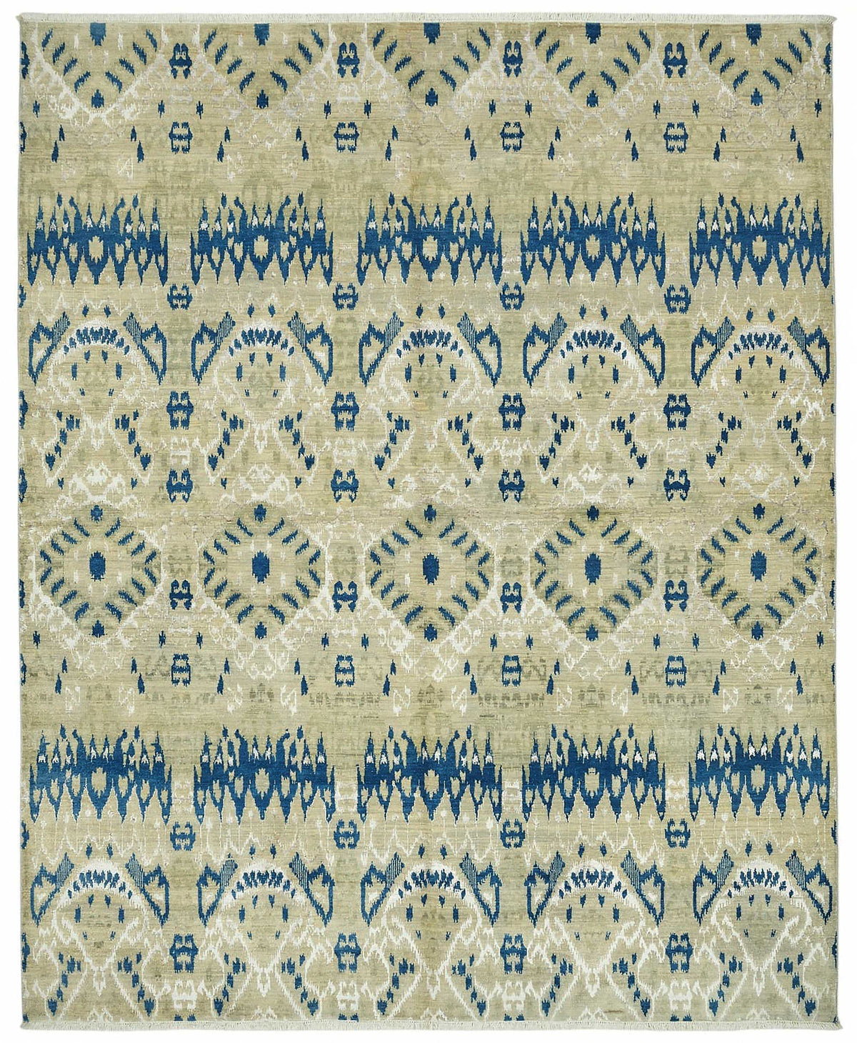 Vamave Bej Lacivert Geometrik Desenli Uşak El Dokuma Halı 240x300 cm