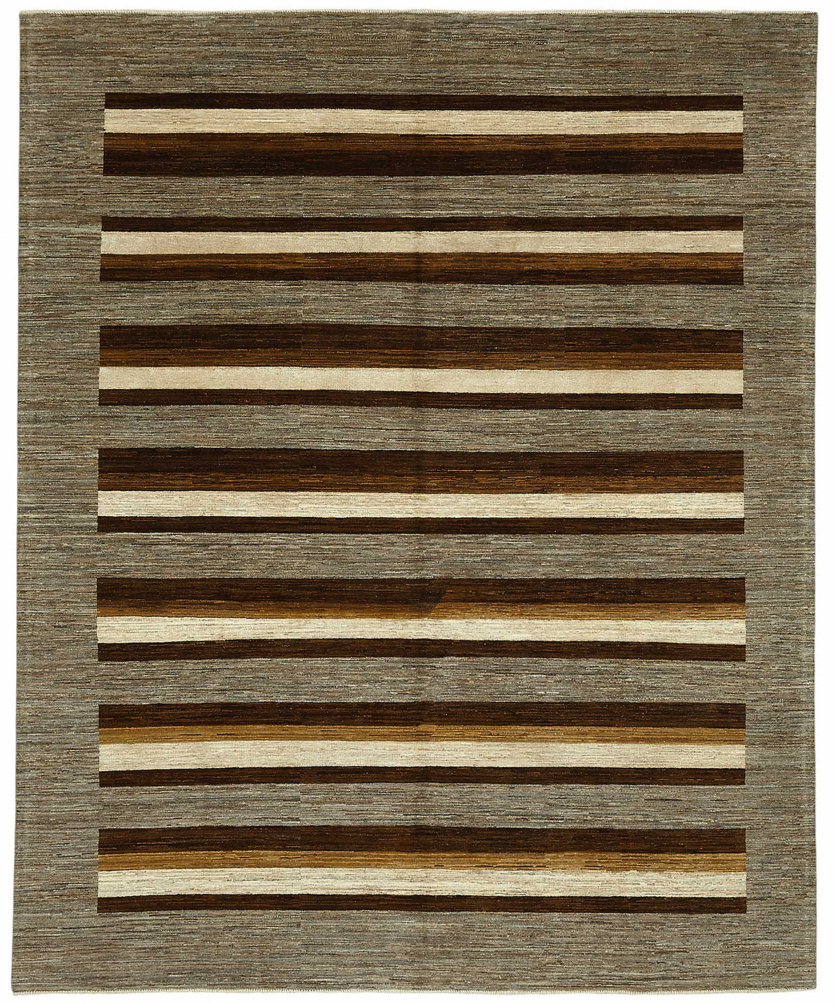 Vamave Gri Kahverengi Geometrik Desenli Uşak El Dokuma Halı 244x298 cm