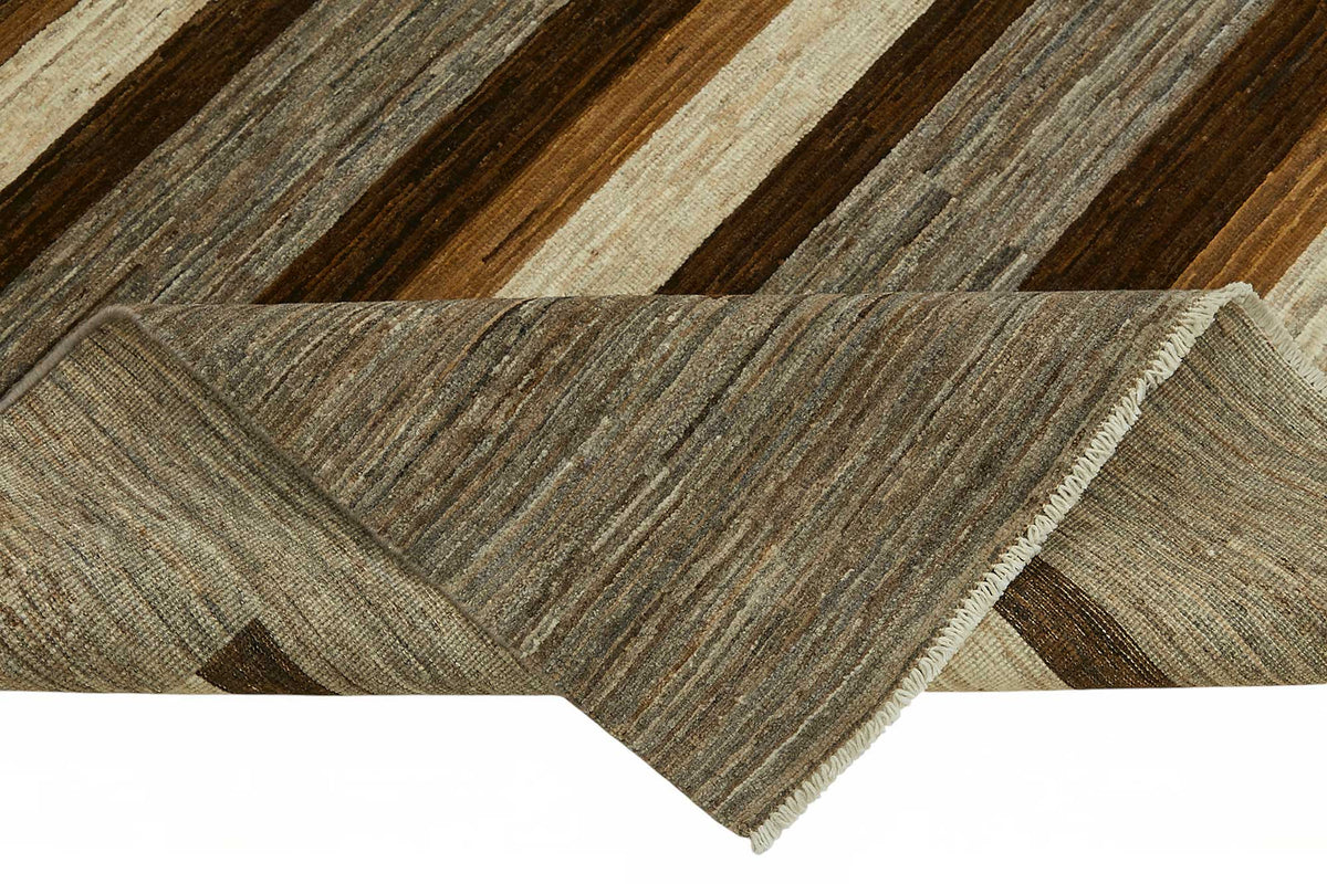 Vamave Gri Kahverengi Geometrik Desenli Uşak El Dokuma Halı 244x298 cm – kenar detayı
