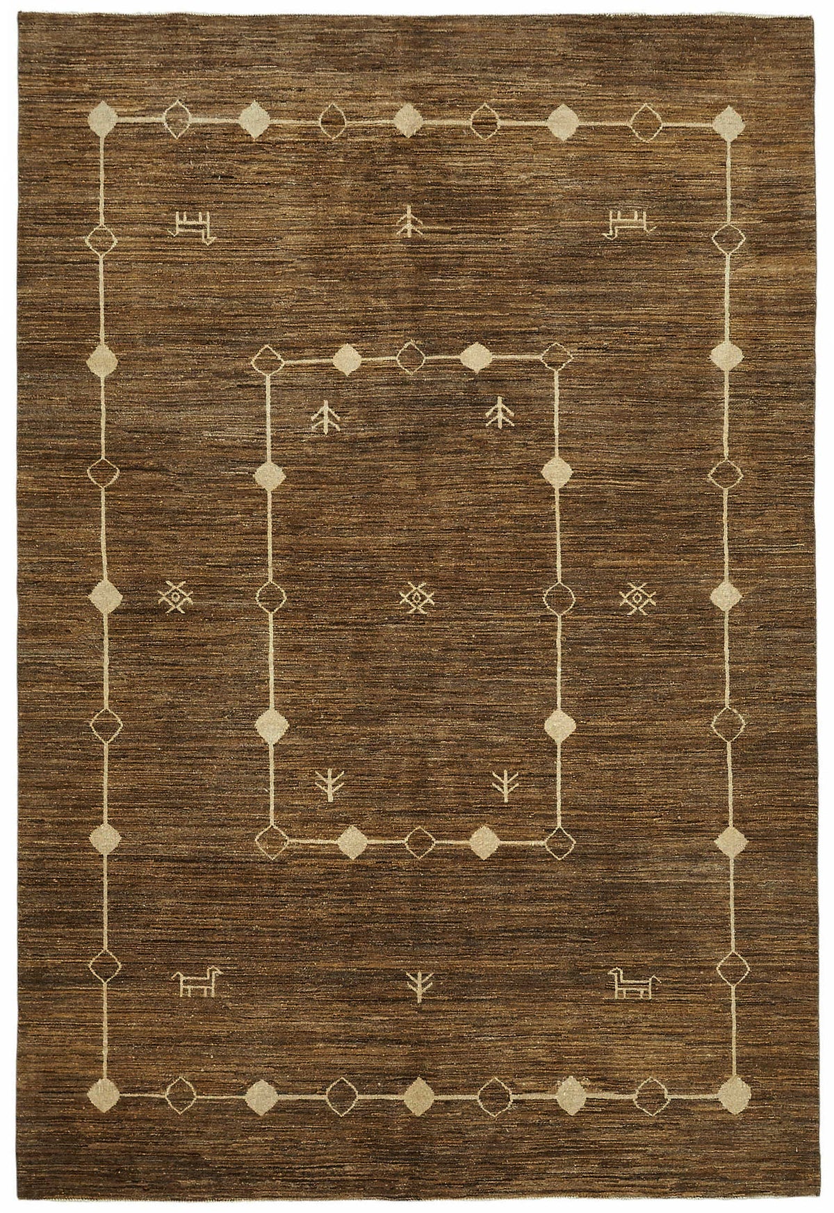Vamave Geometrik Desenli Kahverengi Uşak Halı 201x296 cm 49134