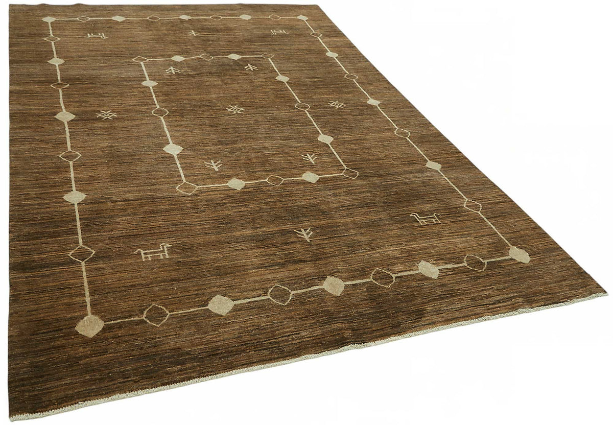Vamave Geometrik Desenli Kahverengi Uşak Halı 201x296 cm 49134 – genel görünüm