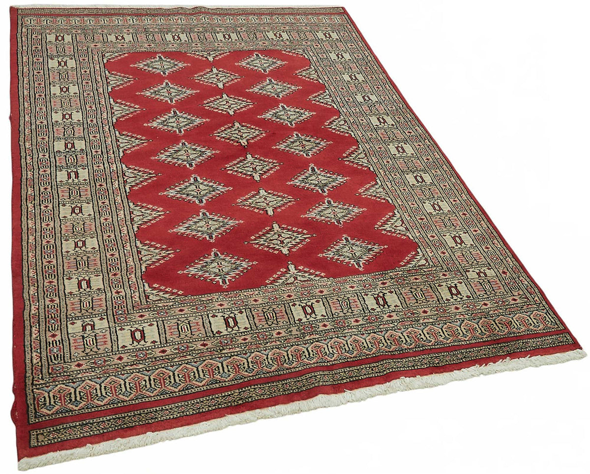 Lomli Kırmızı Etnik Halı Geometrik Desenli Vintage Dokuma 127x180 cm – genel görünüm