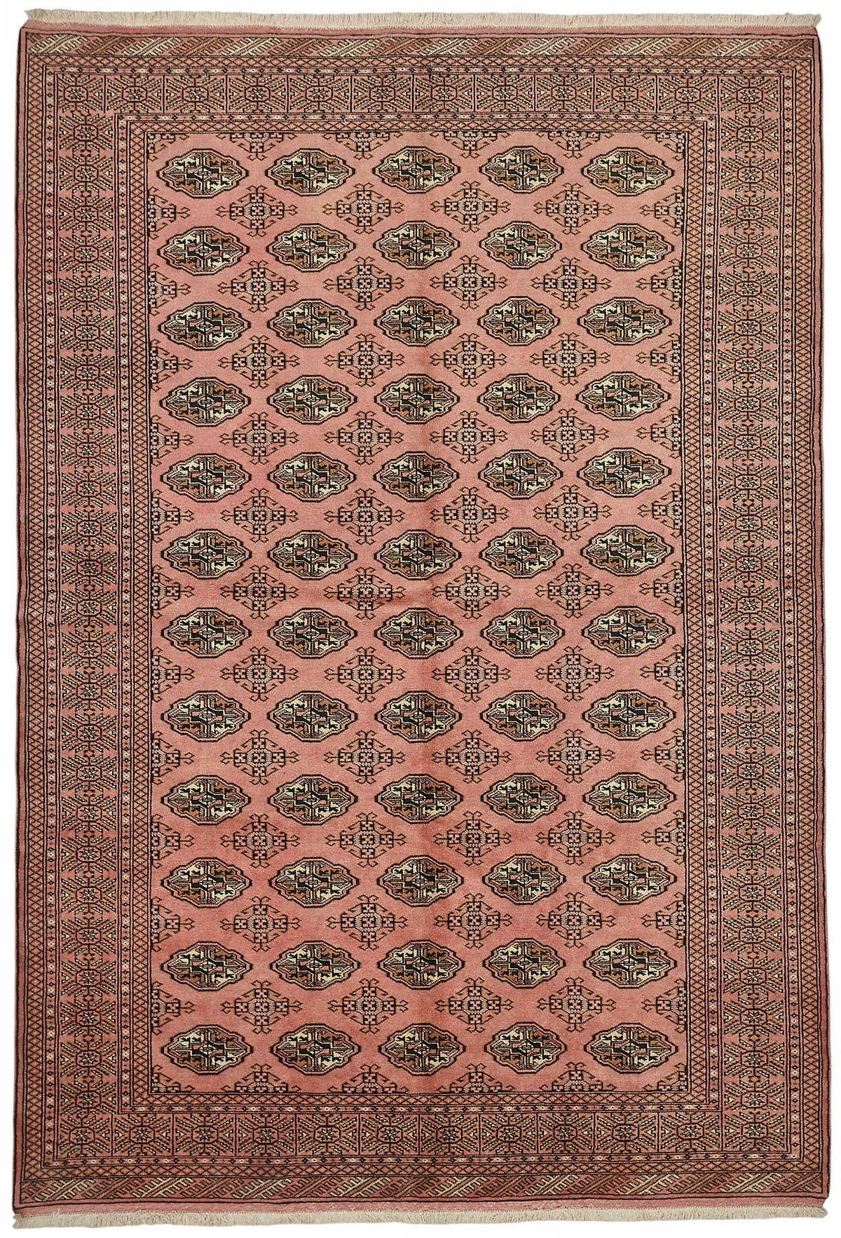 Vamave Kahverengi Halı 6 m² Pembe Zeminli Vintage Uşak Halısı 200x285 cm