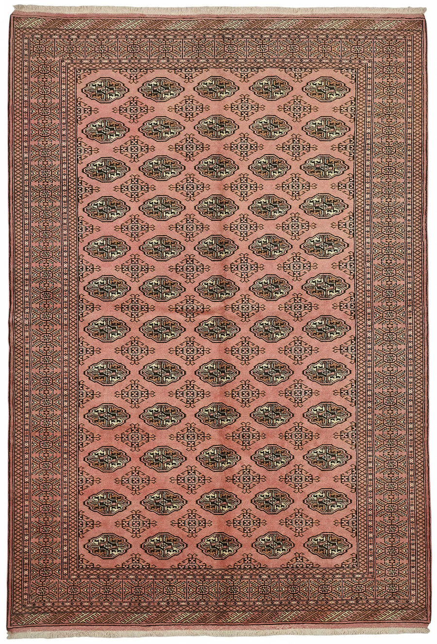 Vamave Kahverengi Halı 6 m² Pembe Zeminli Vintage Uşak Halısı 200x285 cm