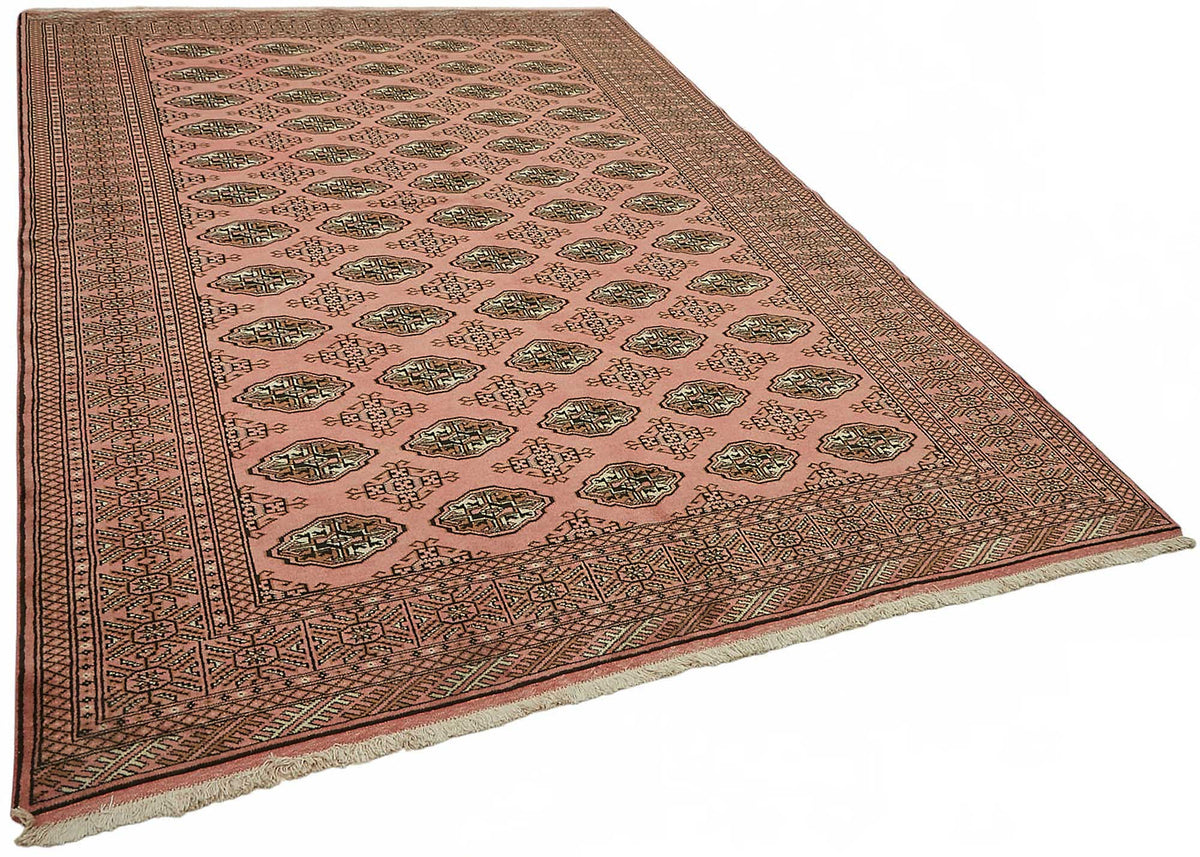 Vamave Kahverengi Halı 6 m² Pembe Zeminli Vintage Uşak Halısı 200x285 cm – genel görünüm