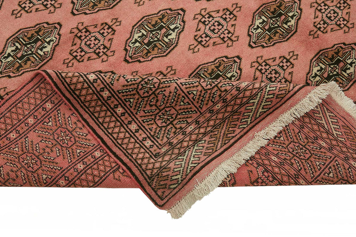 Vamave Kahverengi Halı 6 m² Pembe Zeminli Vintage Uşak Halısı 200x285 cm – kenar detayı