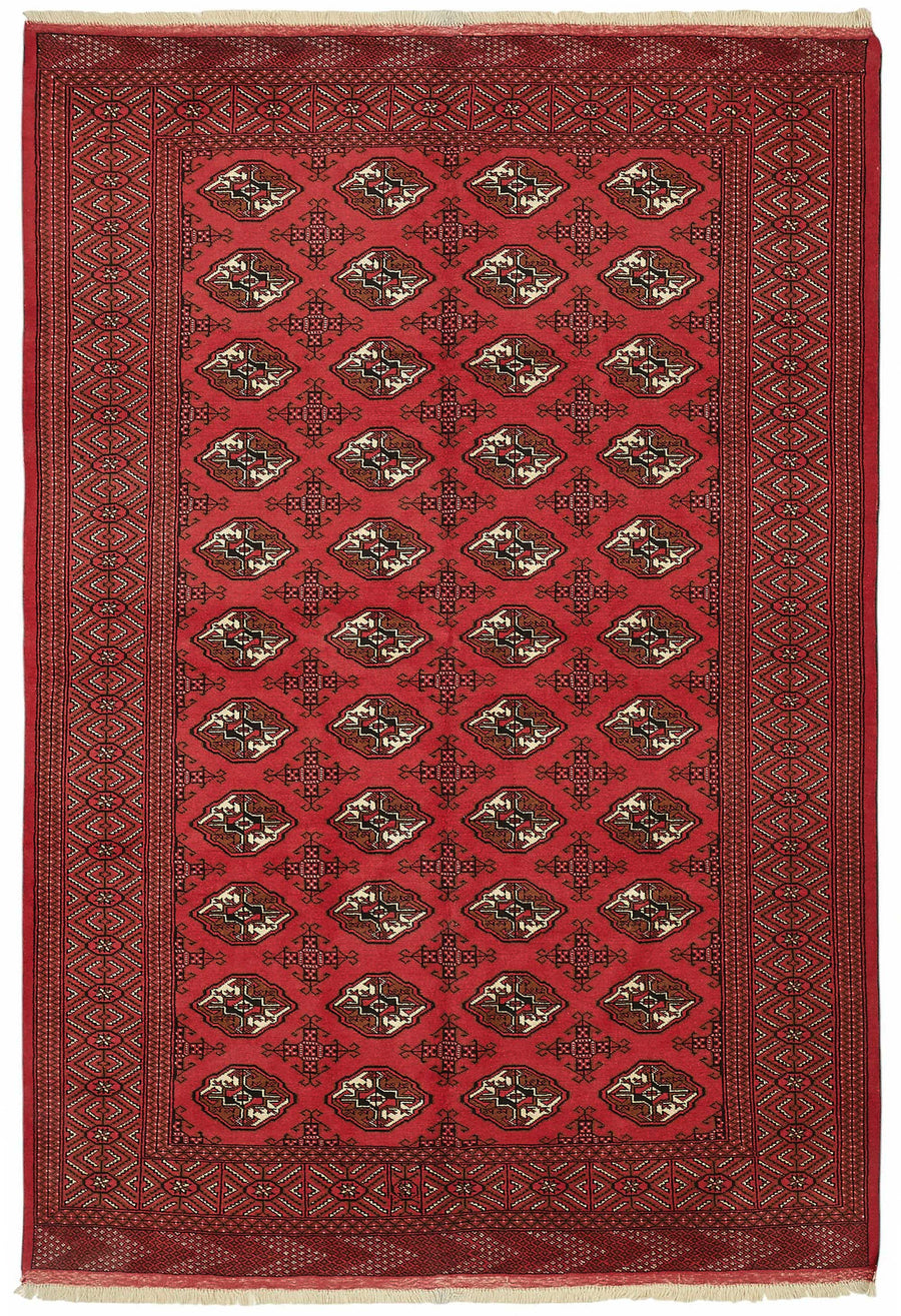 Red Hand-Woven Uşak Rug with Geometric Pattern 163x250 cm