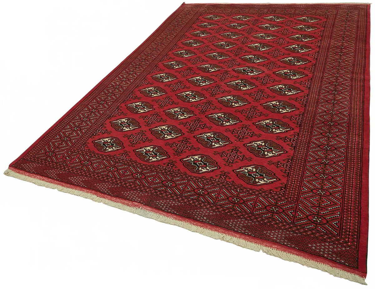 Vamave Kırmızı Dokuma Geometrik Desenli Uşak Halısı 163x250 cm – doku yakın çekim