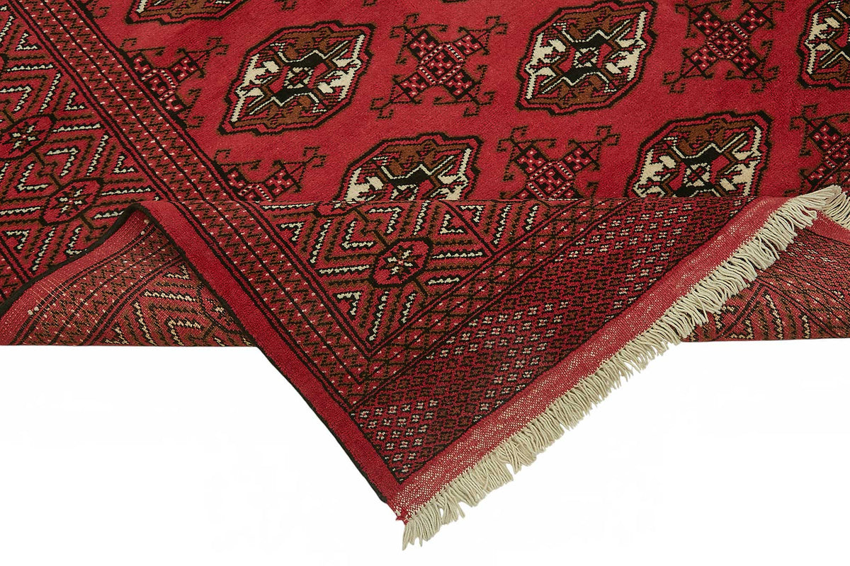 Vamave Kırmızı Dokuma Geometrik Desenli Uşak Halısı 163x250 cm – kenar detayı