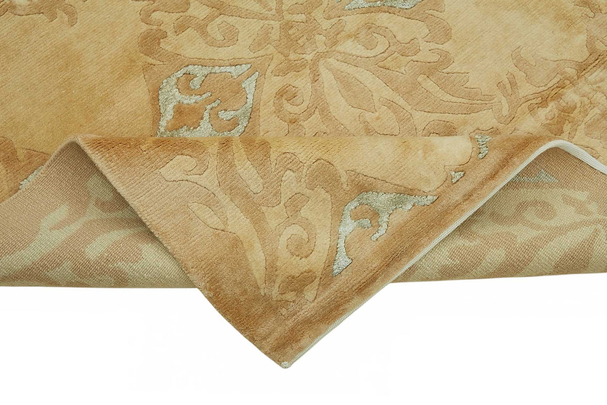Vamave Açık Kahverengi Uşak Halısı Geometrik Desenli 248x287 cm – kenar detayı