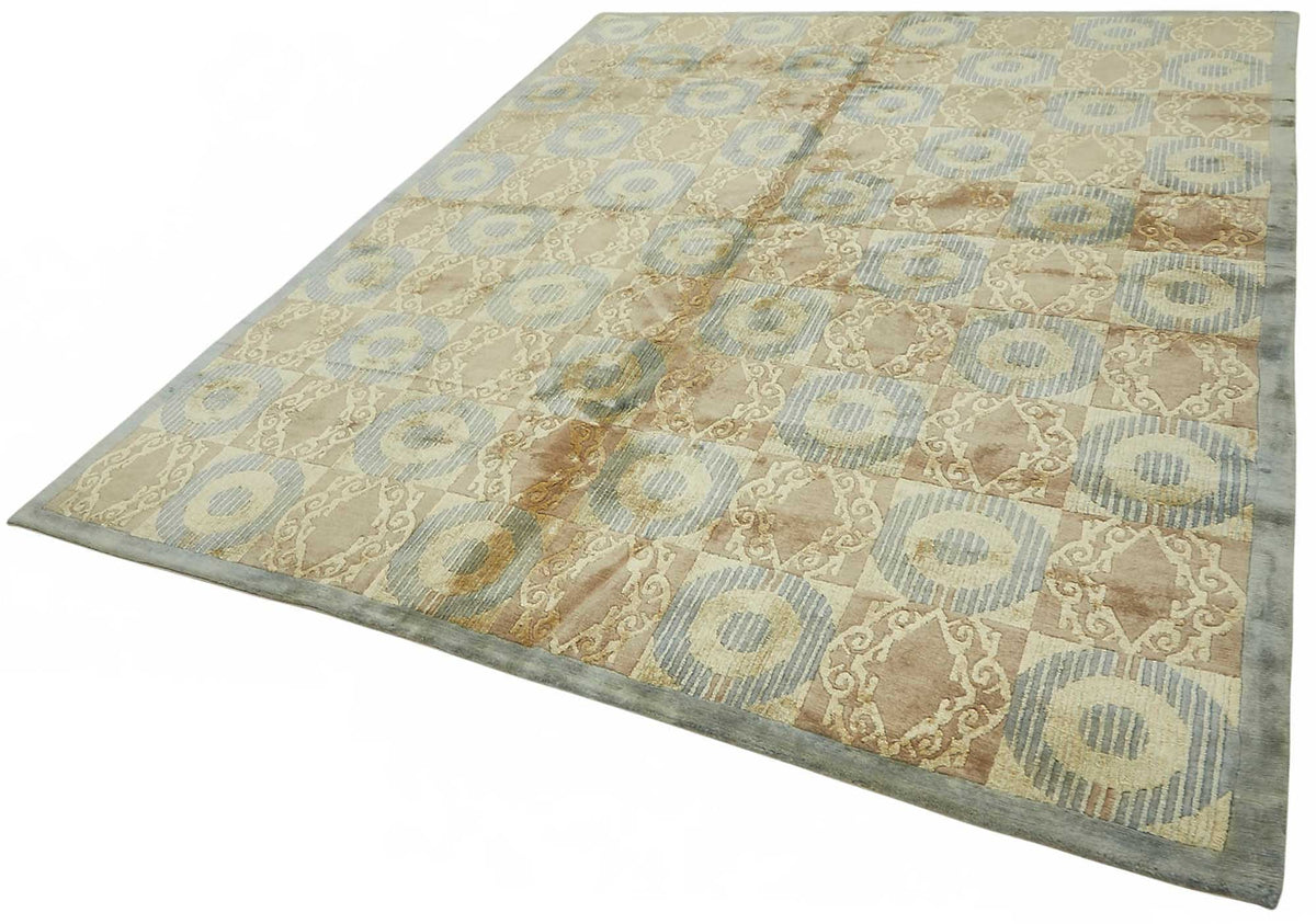 Vamave Bej Gri Antrasit Geometrik Modern Uşak El Dokuma Halı 240x302 cm – doku yakın çekim