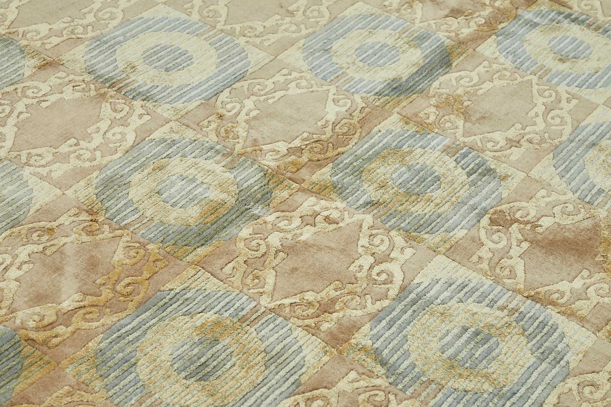Vamave Bej Gri Antrasit Geometrik Modern Uşak El Dokuma Halı 240x302 cm – mekânda kullanım