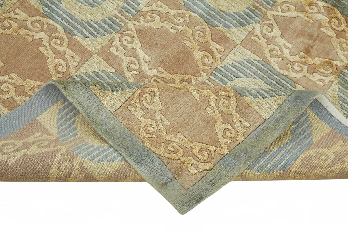 Vamave Bej Gri Antrasit Geometrik Modern Uşak El Dokuma Halı 240x302 cm – kenar detayı
