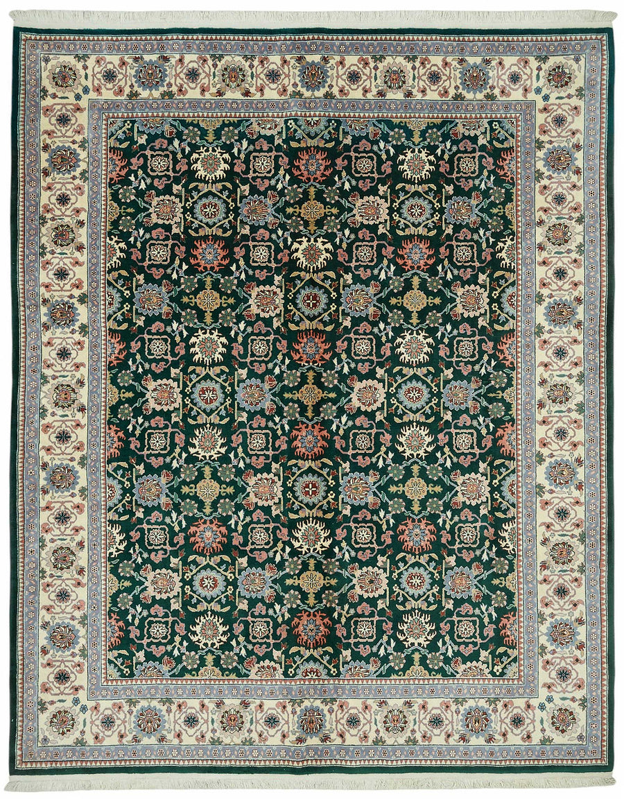 Vamave Uşak Koyu Yeşil Geometrik Desenli El Dokuma Halı 240x298 cm