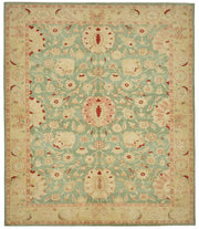 Vamave Turkuaz Zeminli Çiçek Desenli Yün Uşak Halı 257x300 cm
