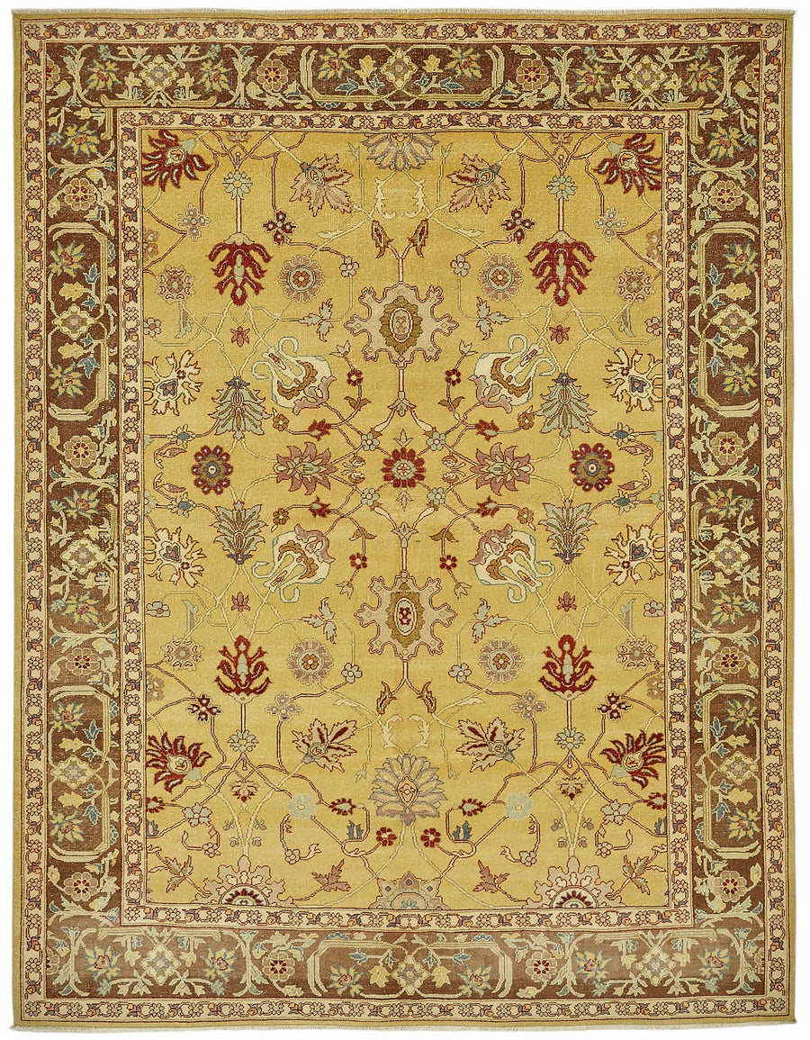 Vamave Çiçek Desenli Sarı ve Kahverengi Uşak Halısı 237x308 cm