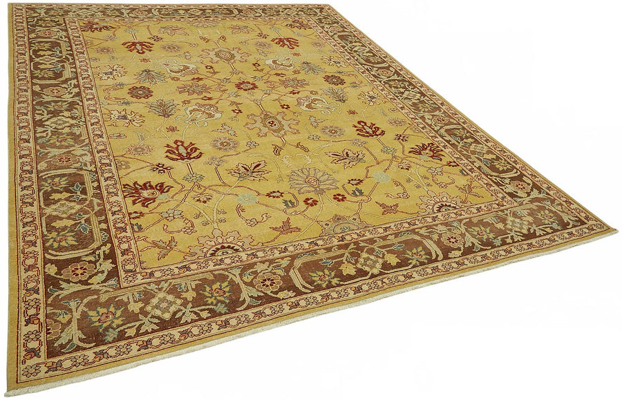 Vamave Çiçek Desenli Sarı ve Kahverengi Uşak Halısı 237x308 cm – genel görünüm