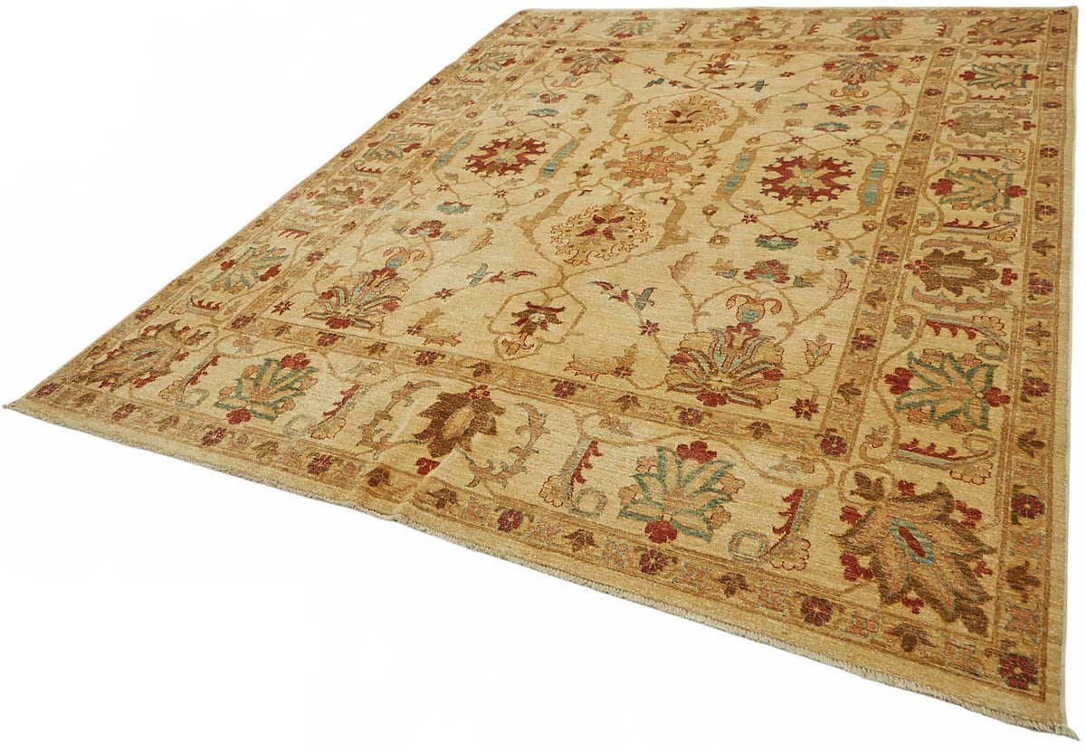 Vamave Düz Kahverengi Halı Uşak El Dokuması Çiçekli 246x310 cm – doku yakın çekim