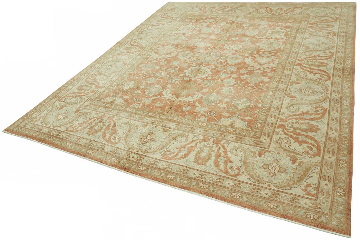 Vamave Uşak El Dokuma Bej Zeminli Çiçekli Halı 247x306 cm 49155 – doku yakın çekim