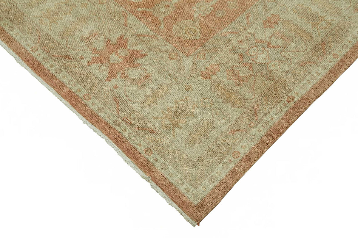 Vamave Turuncu Bej Geometrik Desenli Uşak El Dokuma Halı 251x305 cm – detay görünümü