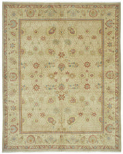 Vamave Bej Zeminli Çiçek Desenli Yün Uşak Halı 242x302 cm - Düz Bej Halı