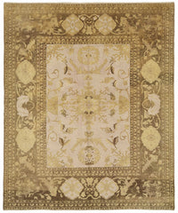 Vamave Uşak El Dokuma Bej ve Kahverengi Çiçekli Halı 240x290 cm 49159