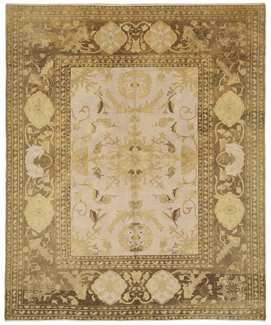 Vamave Uşak El Dokuma Bej ve Kahverengi Çiçekli Halı 240x290 cm 49159