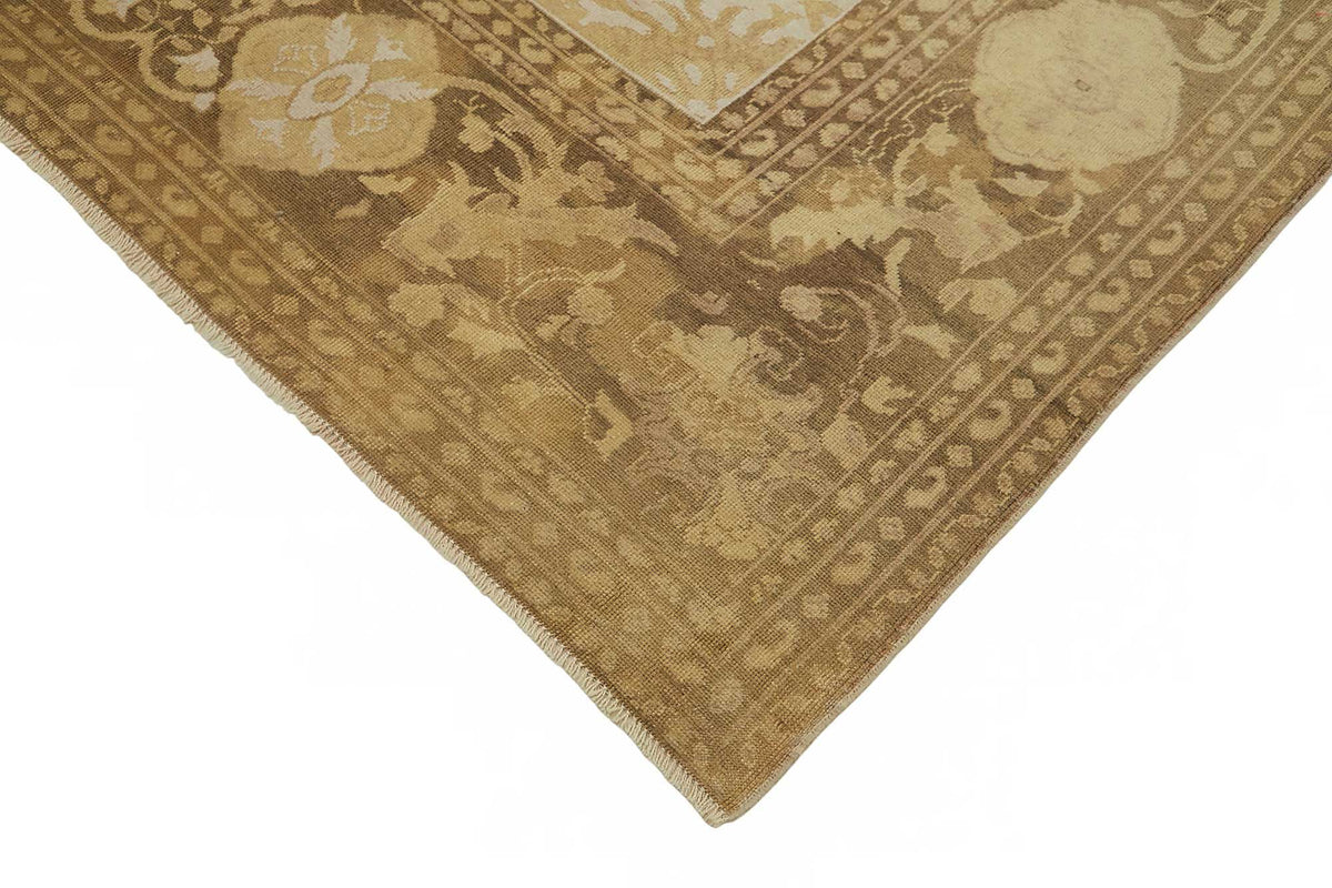 Vamave Uşak El Dokuma Bej ve Kahverengi Çiçekli Halı 240x290 cm 49159 – detay görünümü