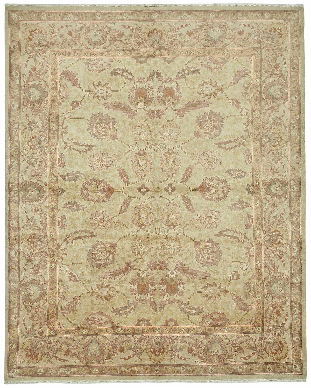 Vamave Düz Bej Halı Uşak El Dokuma Klasik Çiçekli 247x304 cm 49161