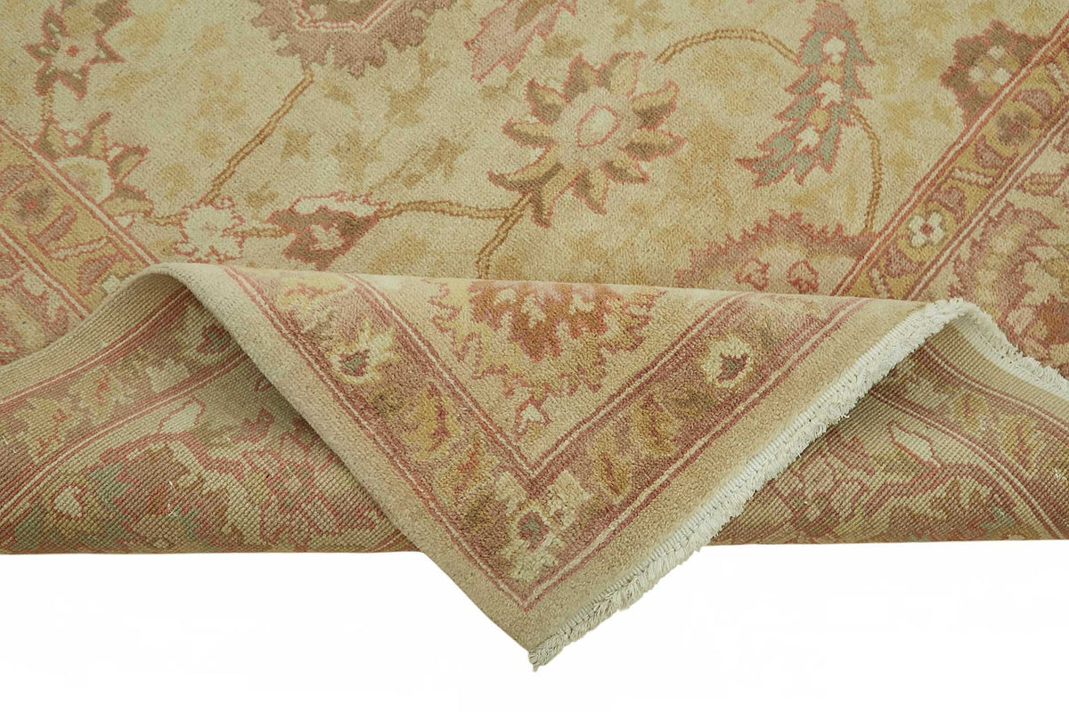 Vamave Düz Bej Halı Uşak El Dokuma Klasik Çiçekli 247x304 cm 49161 – kenar detayı