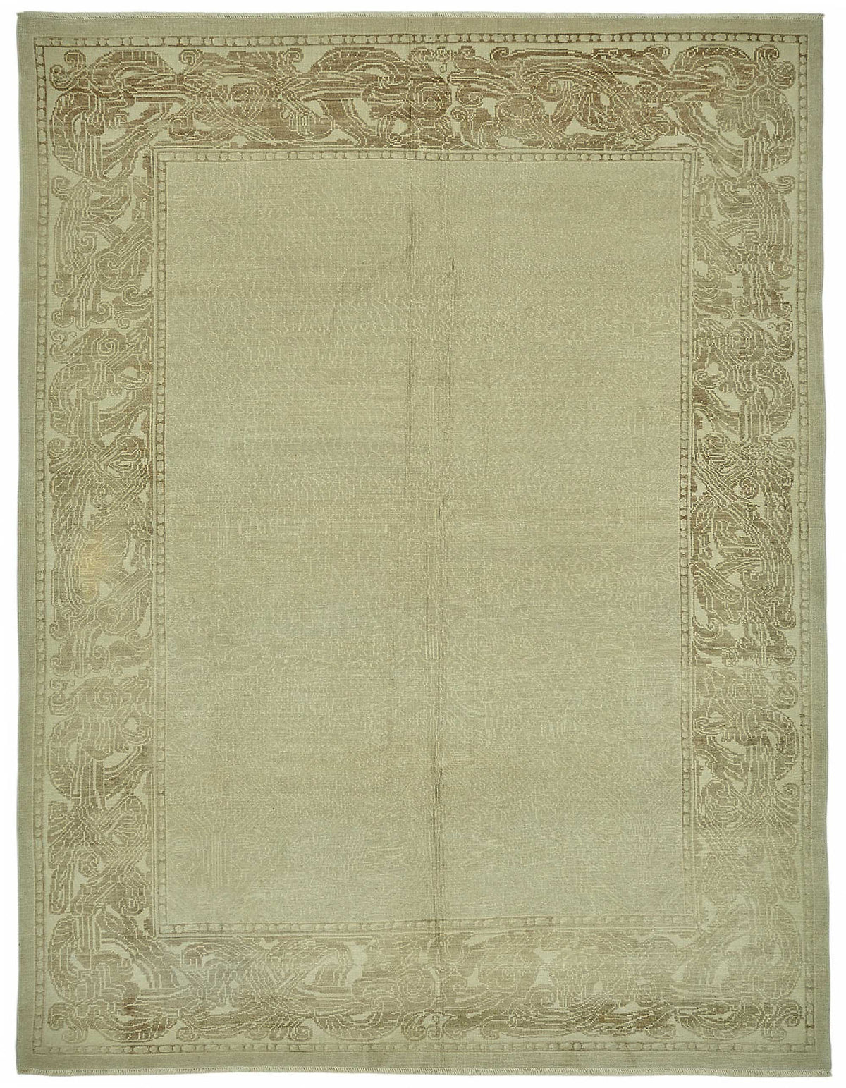 Vamave Bej ve Kahverengi Bordürlü Düz Dokuma Uşak Halısı 248x323 cm