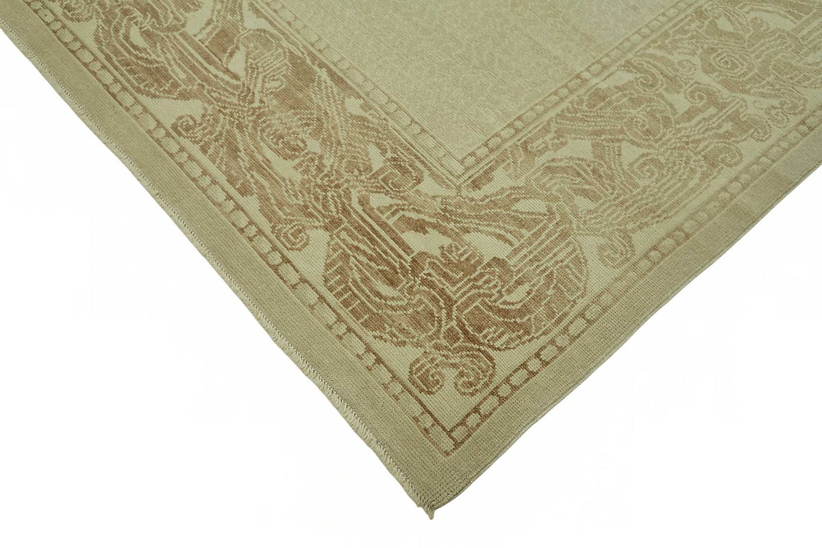 Vamave Bej ve Kahverengi Bordürlü Düz Dokuma Uşak Halısı 248x323 cm – detay görünümü