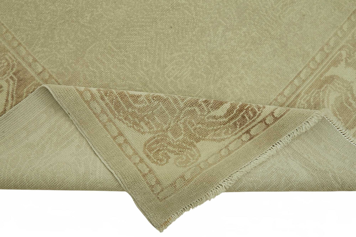 Vamave Bej ve Kahverengi Bordürlü Düz Dokuma Uşak Halısı 248x323 cm – kenar detayı