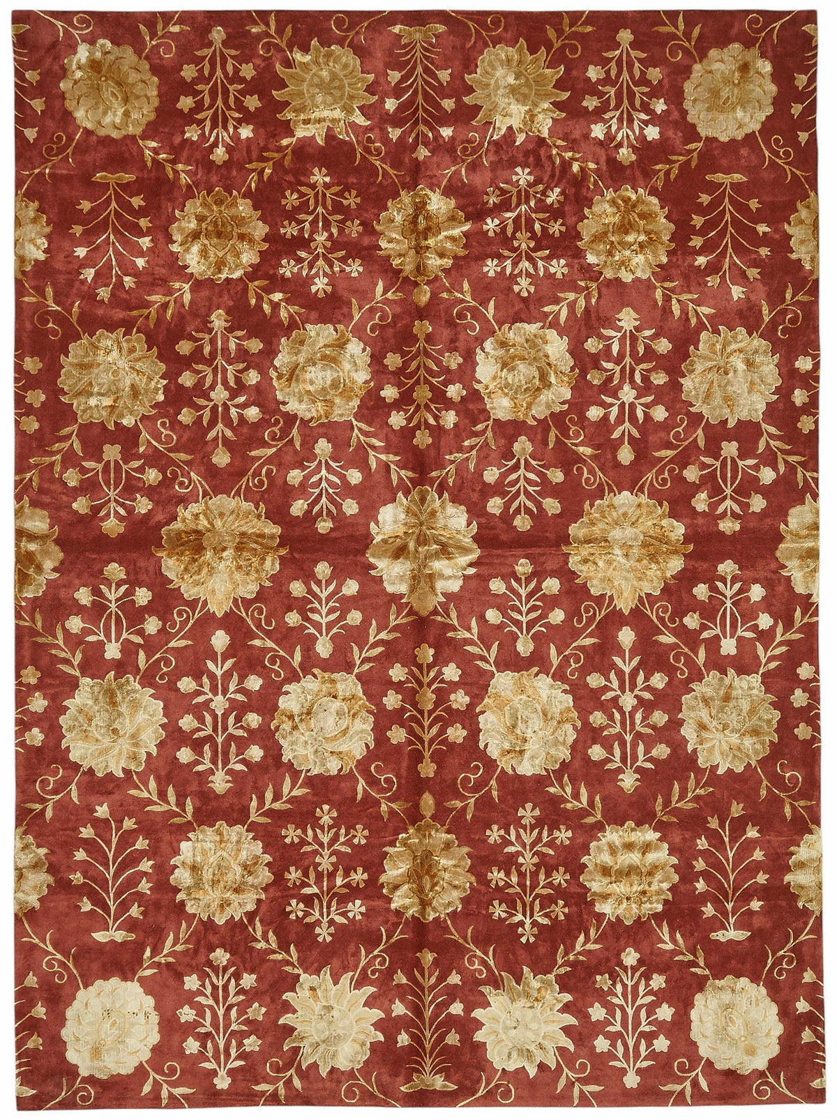 Vamave Çiçek Desenli Kırmızı Uşak El Dokuma Halı 266x360 cm 49165