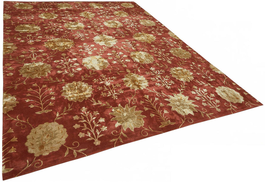 Vamave Çiçek Desenli Kırmızı Uşak El Dokuma Halı 266x360 cm 49165 – genel görünüm