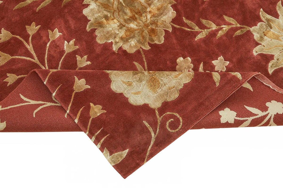 Vamave Çiçek Desenli Kırmızı Uşak El Dokuma Halı 266x360 cm 49165 – kenar detayı