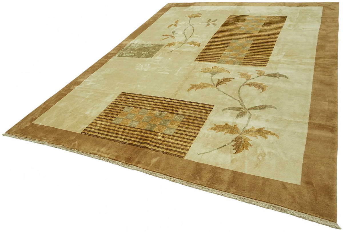 Vamave Bej Halı Modern Soyut Desenli Uşak Dokuma 265x356 cm – doku yakın çekim