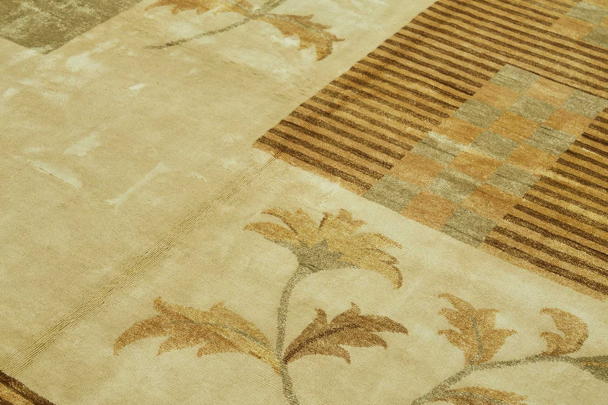 Vamave Bej Halı Modern Soyut Desenli Uşak Dokuma 265x356 cm – mekânda kullanım