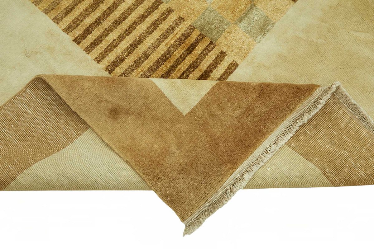 Vamave Bej Halı Modern Soyut Desenli Uşak Dokuma 265x356 cm – kenar detayı