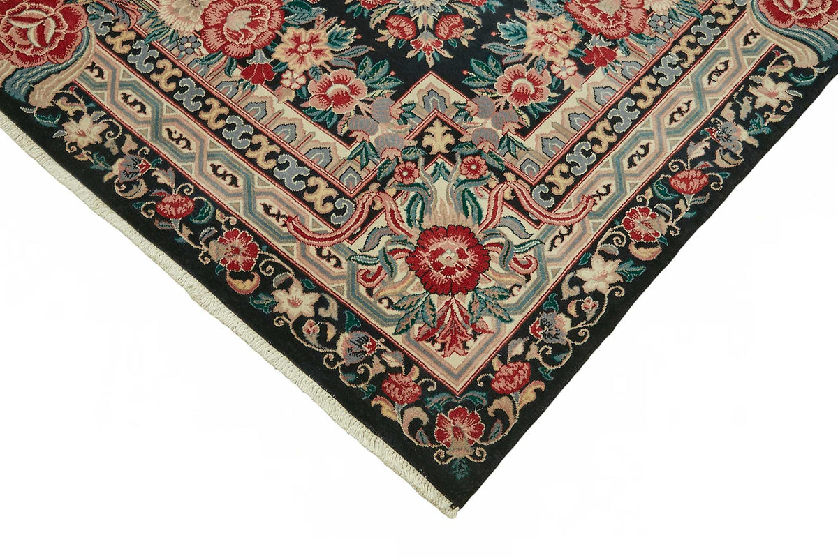 Vamave Lacivert Bej Halı Çiçek Desenli Uşak Dokuma 272x378 cm – detay görünümü